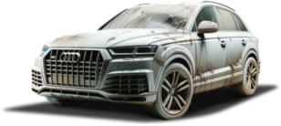 Audi Q7 verschmutzt und zerkratzt