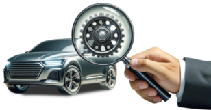 Auto unter einer Lupe; Autobewertung