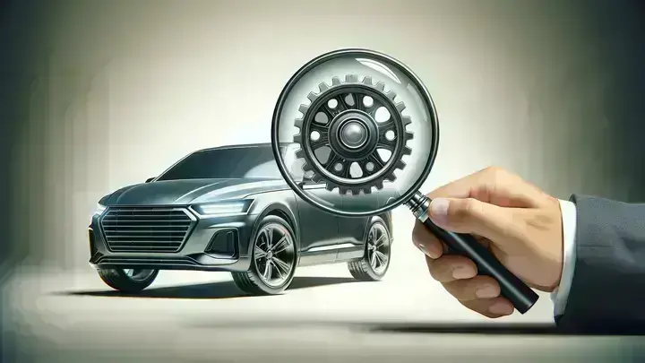 Auto unter einer Lupe; Autobewertung