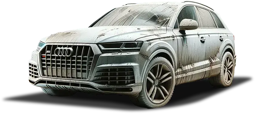 Audi Q7 verschmutzt und zerkratzt