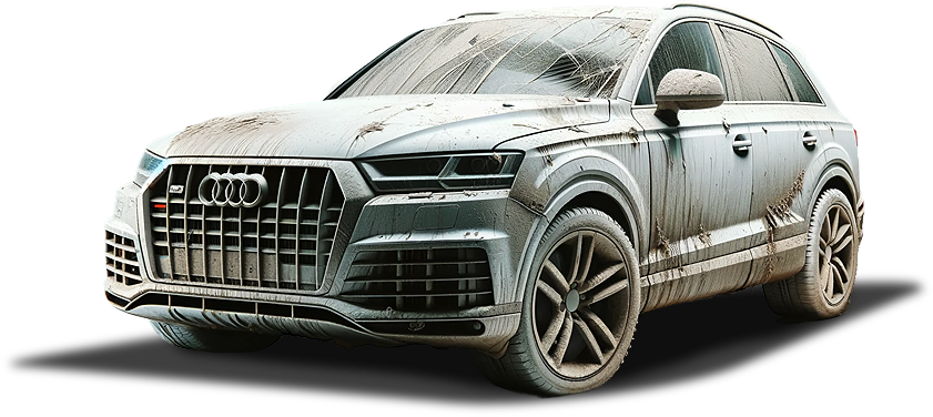 Audi Q7 verschmutzt und zerkratzt